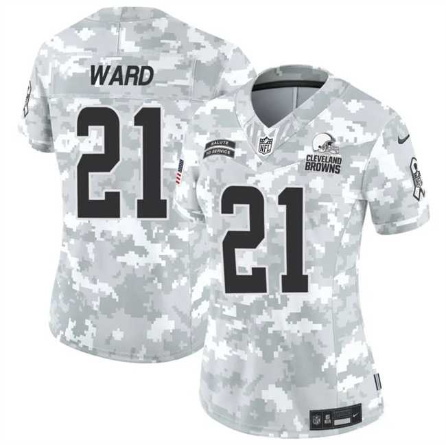 Womens Cleveland Browns #21 Denzel Ward 2024 F.U.S.E Arctic Camo Salute To Service Limited Stitched Jersey Dzhi->cleveland browns->NFL Jersey